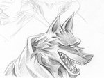 anthro canid canine canis cheek_tuft clothing death_(puss_in_boots) dreamworks eyebrow_ridge facial_markings facial_tuft fangs fluffy fuzzy greyscale head_markings hi_res illusioncanthurtme male mammal markings mask_(marking) monochrome narrowed_eyes neck_tuft open_mouth open_smile portrait prick_ears puss_in_boots_(dreamworks) simple_background sketch smile solo teeth traditional_media_(artwork) tuft white_background wolf