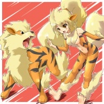 1:1 2010 alternate_species animal_humanoid arcanine canid canine clothing costume duo fangs female feral generation_1_pokemon hair humanoid humanoidized low_res mammal nintendo orange_eyes pokemon pokemon_(species) pokemon_costume pokemon_humanoid pokemorph ponytail quadruped ranphafranboise tail teeth white_hair