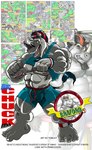 2007 abs anthro bottomwear bulge chuck_(braford) clothed clothing clothing_lift comic english_text hi_res male mammal muscular muscular_male nipples pecs rhinoceros shirt shirt_lift shorts solo text tomcat_(artist) topwear