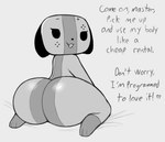 Rating: q
ID: 2945650
Date: 2021-09-26 12:14:52 -0400
Status: active
Score: 70
:3 anthro big_butt butt canid canine canis domestic_dog english_text female greyscale heart_after_text heart_symbol huge_butt kierus kneeling looking_at_viewer looking_back looking_back_at_viewer mammal master monochrome nintendo nintendo_switch nude ownership paws rear_view solo switch_dog text text_with_heart post #2945650