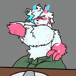 Rating: s
ID: 5606947
Date: 2025-05-29 13:33:59 -0400
Status: pending
Score: 3
anthro bottomwear busty_boy_(lore) clothing confusion facial_tuft fluffy fluffy_chest fur furniture green_bottomwear green_clothing green_pants grey_background horn hybrid male mammal midnite_fsnax pants pink_body pink_fur question_mark rox_(midnite_fsnax) simple_background sitting solo sweatpants table thick_thighs trans_(lore) trans_man_(lore) tuft white_body white_fur post #5606947