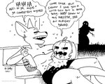 2021 alcohol anthro beer beverage black_and_white bottomwear breasts clothing dialogue drunk ear_piercing ear_ring english_text female group halloween holidays jack-o'-lantern kangaroo kangy_(tegerio) macropod mammal marsupial monochrome open_mouth piercing pouch_(anatomy) profanity ring_piercing skirt snowman substance_intoxication tegerio text trio