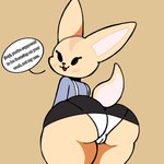 1:1 2024 aggretsuko anthro butt camel_toe canid canine clothed clothing digital_media_(artwork) english_text female fennec_fox fenneko fostrop fox looking_at_viewer mammal panties sanrio simple_background solo tail text true_fox underwear white_clothing white_panties white_underwear