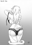 2015 anthro back_boob big_breasts bra breasts butt christmas christmas_clothing clothing drxii female hi_res holidays monochrome nushi panties rear_view scalie solo tail traditional_media_(artwork) underwear undressing yuke_(drxii)