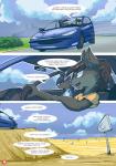 absurd_res anthro brother_(lore) canid canine car clothing comic dialogue digital_media_(artwork) english_text female fox hi_res inside_car inside_vehicle male mammal outside peugeot peugeot_206 plant ratcha rick_(ratcha) rina_(ratcha) shaded shirt sibling_(lore) sister_(lore) speech_bubble text topwear tree vehicle