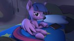 16:9 3d_(artwork) 4k absurd_res bed bedroom book covering covering_crotch digital_media_(artwork) equid equine female feral friendship_is_magic furniture hasbro hi_res horn horse looking_at_viewer mammal mischievous_smile my_little_pony mythological_creature mythological_equine mythology pony purple_body quadruped relaxing solo source_filmmaker_(artwork) stuffguy123 teasing teasing_viewer twilight_sparkle_(mlp) widescreen winged_unicorn wings