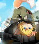 Rating: s
ID: 4215047
Date: 2023-08-05 13:00:18 -0400
Status: active
Score: 56
2023 anthro army army_uniform blue_eyes blue_sky canid canine clothed clothing detailed_background fox hi_res inside male mammal sky tail tank_(vehicle) tycloud vehicle young young_anthro yupa post #4215047