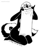 2020 anthro black_and_white ear_piercing female kelly_o'dor kneeling mammal mephitid monochrome nude piercing skunk solo striped_skunk tail tegerio towel whiskers zandar's_saga