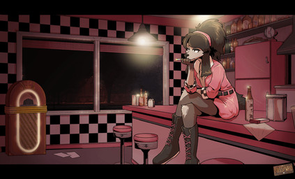 Rating: s
ID: 5722533
Date: 2025-07-20 20:04:20 -0400
Status: active
Score: 58
1950s_theme 2025 5_fingers accessory animated anthro appliance artist_logo bar_stool belt biped black_belt black_boots black_clothing black_ears black_footwear black_hair black_nose blinking blue_eyes boots bottle bottomwear breasts canid canine canis ceiling_lamp checkered checkered_wall cigarette cigarette_box cigarette_in_mouth cleavage clothed clothed_anthro clothed_female clothing collarbone container crossed_legs diner domestic_dog electric_fan electronics eyelashes faye_arletti_(posspowered) female female_anthro fingers floppy_ears footwear fridge fur furniture grey_body grey_fur hair hair_accessory hairband hand_on_chin hi_res holding_cigarette holding_object inside jacket jukebox kitchen_appliance lamp leaning leaning_forward leather leather_bottomwear leather_clothing leather_jacket leather_skirt leather_topwear letterbox light lighting logo long_hair long_sleeves loop mammal mouth_closed napkin night object_in_mouth paper pepper_shaker pink_bottomwear pink_clothing pink_hairband pink_jacket pink_skirt pink_topwear plant poodle posspowered restaurant sad salt_shaker shelf shoes short_playtime sitting sitting_on_counter skirt smoke smoking smoking_cigarette snout solo stool street_lamp tile tile_wall topwear tree wall_(structure) window post #5722533
