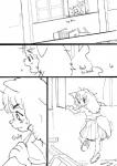 anthro biped canid canine clothing comic dialogue digital_media_(artwork) duo english_text female fox fur_(theterm) human kemono mammal monochrome scared school_uniform solo_focus text theterm uniform young young_anthro young_female young_human