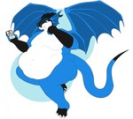 2021 3_toes 5_fingers anthro aquatic_dragon belly belly_rolls bent_arm bent_legs big_belly black_body black_scales black_tail_tip blue_body blue_ears blue_eyes blue_scales blue_tail blue_wings cellphone clawed_fingers claws closed_smile digital_drawing_(artwork) digital_media_(artwork) dipstick_tail dragon ear_frill electronics english_text european_mythology fat_rolls feet fingers flair_drakeyus flat_colors frill_(anatomy) holding_cellphone holding_object holding_phone long_tail looking_at_cellphone looking_at_object looking_at_phone male marine markings membrane_(anatomy) membranous_wings moobs mouth_closed multicolored_body multicolored_scales mythological_creature mythological_scalie mythology navel nude_anthro nude_male obese obese_anthro obese_male overweight overweight_anthro overweight_male phone scales scalie simple_background sitting smile solo tail tail_markings text theannoyingnpc thick_thighs toe_claws toes western_dragon white_background white_body white_claws white_scales wings