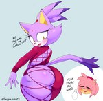 Rating: q
ID: 3815164
Date: 2023-01-16 10:13:20 -0500
Status: active
Score: 279
2023 amy_rose anthro asking asking_another asking_if_sure big_butt blaze_the_cat blush butt clothing cutaway dialogue digital_media_(artwork) duo english_text eulipotyphlan expression_cutaway eyes_closed female fingers hedgehog hi_res huge_butt kappa_spark mammal meme meme_clothing open_mouth question sega simple_background solo_focus sonic_the_hedgehog_(series) standing string_jumpsuit talking_to_another text thick_thighs yes-no_question post #3815164