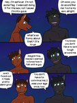 3:4 anthro blake_jackson body_writing comic dialogue duo english_text equid equine father_(lore) father_and_child_(lore) father_and_son_(lore) fuze hi_res homophobic_slur horse male mammal night nipples outside parent_(lore) parent_and_child_(lore) parent_and_son_(lore) sam_jackson son_(lore) speech_bubble texnatsu text writing_on_chest