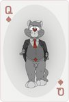 anthro balls barefoot belly biped bottomless card card_template clothed clothing disney domestic_cat douglas_benson erection feet felid feline felis fur genitals hi_res humanoid_genitalia humanoid_penis male mammal micropenis necktie neenya overweight overweight_anthro overweight_male penis playing_card playing_card_template queen_of_spades simple_background slightly_chubby small_penis solo spades_(suit) standing suit suit_symbol talespin topwear