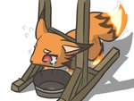 4:3 bodily_fluids canid canine crying execution feral fire fox foxparks guillotine hi_res imminent_death mammal pal_(species) palworld pocketpair tears yuumisocute