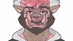 16:9 animated anthro beard bodypaint bovid bovine brown_beard brown_body brown_facial_hair brown_fur cattle donut_hole_(song) face_paint facial_hair fur hair headshot_portrait male mammal pink_hair portrait saintbullart short_playtime solo vocaloid widescreen