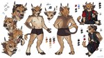 anthro blue_eyes bovid bovine clothed clothing colored_sketch eyes_closed hi_res horn lostgoose male mammal model_sheet open_mouth piercing simple_background sketch yawn