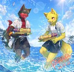 Rating: s
ID: 4848270
Date: 2024-06-12 17:53:38 -0400
Status: active
Score: 14
2024 ambient_bird anthro avian bird black_clothing black_swimming_trunks black_swimwear blue_sky blush canid cheek_tuft clothed clothing cloud dated duo eyes_closed facial_tuft fur grey_body grey_fur gull happy head_tuft hi_res lari larid male mammal one_eye_closed open_clothing open_mouth open_smile open_topwear palm_tree papayafurry partially_submerged plant red_body red_eyes red_fur signature sky smile swimming_trunks swimwear topwear tree tuft water_fight white_body white_clothing white_fur white_topwear yellow_body yellow_fur post #4848270