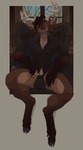 Rating: e
ID: 5338144
Date: 2025-01-29 10:03:14 -0500
Status: active
Score: 34
2025 2_horns 5_fingers alcohol anthro antlers armchair artist_name beverage black_blouse black_clothing black_eyebrows black_eyes black_nose black_underwear blouse blue_sky border brown_body brown_fur bulge button_(fastener) chair clothing colored_nails container countershade_face countershade_fur countershade_legs countershade_torso countershading cup deer digital_media_(artwork) drinking_glass eyebrows fingers full-length_portrait fur furniture glass glass_container glass_cup grey_border grey_hooves grey_nails hi_res hooves horn humanoid_hands inside kira_adelay looking_at_viewer male mammal nails new_world_deer plant portrait reindeer shadow signature sitting sky smile smiling_at_viewer solo text topwear tree underwear unguligrade wall_(structure) window wine wine_glass wood wood_wall post #5338144