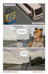 2018 anthro backpack bus bus_stop car comic commercial_vehicle day dialogue douglas_kim english_text felid hi_res male mammal nathan_(kimmykun) pantherine plant public_transportation road sky solo speech_bubble text tiger tree url vehicle vehicle_for_hire