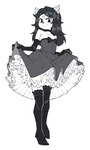 Rating: s
ID: 5574390
Date: 2025-05-15 15:42:45 -0400
Status: active
Score: 43
2025 alternative_fashion anthro arms_bent armwear black_and_white black_hair bodily_fluids cartoon_hangover claire_(the_summoning) clipped_ear clothed clothing clothing_lift collar curtsey digital_media_(artwork) domestic_cat dress dress_lift elbow_gloves embarrassed felid feline felis female frilly frilly_clothing gloves goth hair handwear hi_res long_hair looking_at_viewer mammal monochrome occult_symbol pentagram pentagram_on_forehead simple_background slavyan solo standing sweat symbol the_summoning wavy_mouth white_background post #5574390