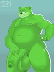 absurd_res bear belly big_belly big_penis genitals gummibar hi_res humanoid male male/male mammal moonydoony navel nipples pecs penis solo vein