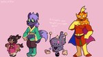 anthro axis_(undertale_yellow) canid canine chujin_ketsukane el_bailador_(undertale_yellow) female fox group hi_res humanoid kanako_ketsukane lineup machine male mammal monotone_background pink_background robot simple_background toony undertale undertale_(series) undertale_yellow unknown_species v01dst3lar