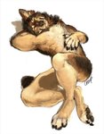 4_toes 5_fingers anthro athletic athletic_anthro athletic_male black_body black_claws black_fur black_lips black_nose black_pawpads brown_body brown_fur canid canine canis celestialwolf claws creeps crossed_legs digital_media_(artwork) digital_painting_(artwork) digitigrade dipstick_fingers dipstick_toes eyebrows feet finger_claws fingers fluffy fur hand_behind_head hand_on_belly hand_on_chest head_on_arm head_on_hand head_tilt lazywolf lips looking_at_viewer lying male mammal multicolored_body multicolored_fur mythological_canine mythological_creature mythology nude on_back pawpads paws shadow signature simple_background smile solo tail tan_body tan_fur toe_claws toes wagwolftail were werecanid werecanine werewolf whisker_spots white_background white_eyebrows wolf yellow_eyes