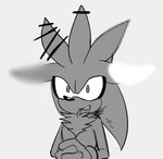 2024 anthro archived_source blur_censorship censor_bar censored chest_tuft clothing eulipotyphlan gloves grey_background greyscale half-length_portrait hands_together handwear hedgehog humor male mammal meta_humor monochrome mosaic_censorship open_mouth open_smile pixelated portrait quills_(anatomy) sega silver_the_hedgehog simple_background smile solo sonic_the_hedgehog_(series) sonslivshad teeth_showing tuft unavailable_at_source unnecessary_censorship