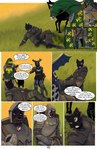 2024 5_fingers 7_panel_comic anthro armor arnaut_(leprzil) black_nose blue_eyes brown_eyes canid canine canis cat_tail chainmail clothed clothing comic dialogue digital_media_(artwork) domestic_cat domestic_dog english_text equid equine eyebrows fantasy felid feline felis fingers gesture grass grass_field green_eyes group hand_gesture headgear helmet hi_res horse knight leprzil looking_at_another looking_down looking_up lying male mammal medieval medieval_armor melee_weapon motion_lines mount mouth_closed on_ground on_side open_mouth page_number plant pointing pointing_at_another pupils question_mark shaking_head sharp_teeth standing sword tail teeth text warrior weapon whiskers white_sclera