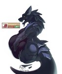 2022 abdominal_bulge after_vore anthro anthro_pred anthrofied arm_spikes aymbord belly big_belly biped black_body black_countershading black_ears black_nose black_sclera black_tail blue_body blue_scales blue_tail butt canid canine canis capcom colored countershade_torso countershading dated digestion digital_media_(artwork) english_text fanged_wyvern fangs fatal_vore fully_inside gameplay_mechanics grey_body grey_inner_ear grey_scales hand_on_belly hi_res holding_belly lunagaron male male_anthro male_pred mammal monster_hunter multicolored_body multicolored_scales muscular muscular_anthro muscular_male nude open_mouth oral_vore portrait reverse_countershading scales shaded shoulder_spikes side_view signature simple_background snout soft_vore solo spikes spikes_(anatomy) standing tail tapering_tail teeth text three-quarter_portrait three-quarter_view vore white_background wolf yellow_eyes