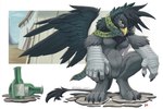 anthro anthrofied athletic avian bottle breasts clothing conditional_dnp container digitigrade featureless_breasts featureless_crotch female gertrude_(mlp) gryphon loupgarou mythological_avian mythological_creature mythology scarf slavic_squat solo squatting_position toned_female