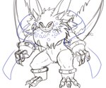 6:5 anthro armor bandai_namco breasts claws clothing digimon digimon_(species) female gauntlets gloves handwear lamortmon roguemorpho solo under_boob winged_arms wings