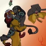 1:1 abstract_background absurd_res anthro aslan(undead_l10n) bodily_fluids cel_shading christmas cum cum_inside cumshot cutaway dreadlocks duo ejaculation erection felid genital_fluids genitals hi_res holidays hug humanoid_genitalia jaguar kissing lion male male/male male_penetrating mammal mane melanistic mistletoe muzukun_drazgotha orgasm pantherine pawpads paws penetration plant red_mane sex shaded stand_and_carry_position standing standing_sex tattoo undead_l10n white_mane