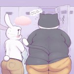 Rating: q
ID: 4917129
Date: 2024-07-13 15:52:07 -0400
Status: active
Score: 113
1:1 anthro belly belt big_butt big_glasses black_body black_fur blood blush blush_lines bodily_fluids bottomwear butt changing_clothing clothed clothing colored detailed_background digital_drawing_(artwork) digital_media_(artwork) domestic_cat domestic_rabbit duo eyewear felid feline felis fur glasses hi_res key khaki_pants lagomorph leporid locker locker_room long_ears long_tail lop_rabbit male male/male mammal multicolored_body multicolored_fur nosebleed oryctolagus overweight overweight_anthro overweight_male pants pants_falling_down pau_(cafongterua) rabbit rear_view rutabaga_(cafongterua) shirt size_difference sweat sweaty_butt tail text thick_thighs thong thought_bubble topless topwear tuxedo_cat underwear whiskers white_body white_fur zlut385 post #4917129