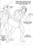 amanda_(tcitw) arania boots camera clothed clothing comic duo english_text eyewear female footwear glasses hair human human_focus human_only jack_(tcitw) male mammal monochrome not_furry shoes text the_cabin_in_the_woods_(arania) video_camera