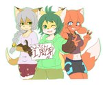 anthro blush canid canine clothed clothing concon-collector dawnlight_fox_gekka female fox fur gosounokitsune_sonhaku group gyoukounokitsune_sousou hair kakuteki11029 looking_at_viewer male mammal open_mouth smile standing