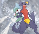 2024 anthro arm_in_arm biped black_sclera blue_body blue_scales blue_tail claws colored deinovolt digital_drawing_(artwork) digital_media_(artwork) duo english_description fin gallade garchomp generation_4_pokemon green_body hi_res licking licking_lips licking_own_lips long_tail looking_at_viewer male male/male multicolored_body multicolored_scales nintendo open_mouth pokemon pokemon_(species) pose red_body red_eyes red_scales red_spikes scales shark_tail signature spikes spikes_(anatomy) star tail tail_fin teeth tongue white_body white_claws white_spikes yellow_body yellow_eyes yellow_scales