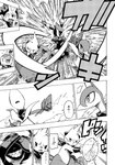 anthro avian bodily_fluids canid comic dewott dialogue exclamation_point fennekin feral fight generation_4_pokemon generation_5_pokemon generation_6_pokemon grin group hi_res japanese_text leaf lir_(icma) luck_(icma) makotoo male mammal monochrome motion_lines nagasone_(icma) nintendo open_mouth piplup pmd:_icma pokemon pokemon_(species) pokemon_mystery_dungeon right_to_left scarf servine sharp_teeth shell smile spike_chunsoft stra_(icma) surprised_expression sweat sweatdrop teeth text tongue translated twizel_(icma)