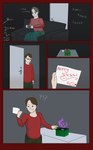 ?! christmas clothed clothing colored comic door english_text eye_bags gaming gift hi_res holidays human male mammal mr_jugger not_furry solo text tired