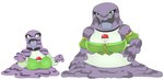 3_fingers anthro anthrofied armwear big_breasts breasts clothing duo female fingers generation_1_pokemon goo-connected_lips goo_creature green_eyes grimer hi_res legless muk nintendo pokeball pokemon pokemon_(species) pokemorph purple_body shirt simple_background slime tongue topwear urusee584 white_background zipper