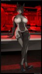 2022 3d_(artwork) 5_fingers amelia_(petruz) anthro big_breasts black_hair black_nose breasts canid canine canis clothing cybernetics cyborg digital_media_(artwork) female fingers fishnet_clothing fishnet_legwear hair hair_over_eye hi_res humanoid_hands jackal kinktober legwear legwear_only machine mammal mostly_nude nipples one_eye_obstructed petruz_(copyright) reindeerviking solo source_filmmaker_(artwork) standing stockings stockings_only