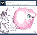 2012 ask_blog blue_eyes crown dialogue duo earth_pony english_text equid equine fan_character female feral fluffle_puff fluffy friendship_is_magic hair hasbro headgear horn horse john_joseco mammal my_little_pony mythological_creature mythological_equine mythology pony princess princess_celestia_(mlp) princess_molestia royalty text tumblr unicorn