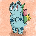 1:1 anthro bandanna blue_body elemental_creature eyewear eyewear_on_head fern_(hiddenbird) flora_fauna flower generation_1_pokemon glasses glasses_on_head hiddenbird ivysaur kerchief male markings nervous nintendo overweight overweight_male pattern_background plant pokemon pokemon_(species) pokemon_mystery_dungeon simple_background slightly_chubby slightly_chubby_male solo spike_chunsoft spots spotted_body standing