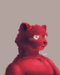 4:5 absurd_res anthro biped bust_portrait digital_media_(artwork) ear_piercing eye_markings gabeccoon hi_res love male mammal markings nude piercing portrait procyonid raccoon red_body signature silly_face solo whiskers