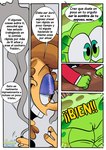 anthro cigarette comic dialogue duo fan_character glistening_eyelids greenie_(pancaketiffy) hi_res lidded_eyes male marine nickelodeon pancaketiffy possession robert_(pancaketiffy) sea_sponge smile smoke spanish_text speech_bubble spongebob_squarepants spongebob_squarepants_(character) text toony translation_check translation_request