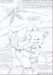 aircraft airship anthro black_and_white bottomwear canid canine clothing cloud comic dasyuromorph duo english_text eyes_closed female field fur hair hand_on_hip hand_on_neck hand_on_shoulder jacket kiss_on_lips kissing kitfox-crimson machine macropod male male/female mammal marsupial monochrome mountain multicolored_body multicolored_fur novus_(kitfox-crimson) pants recently_extinct_species robot_voice romantic romantic_ambiance rumour_(kitfox-krimson) shirt sketch sky skyscape speech_bubble stolen_generation t-shirt text thinking thought_bubble thoughtful_expression thylacine topwear two_tone_body two_tone_fur vehicle