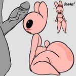 1:1 2024 anthro big_butt big_penis black_eyes blush breasts bunny_maloney bunny_maloney_(character) butt candy_bunny digital_drawing_(artwork) digital_media_(artwork) duo english_text featureless_breasts female flat_colors genitals grey_background grey_body huamnenoughbb huge_butt humanoid_genitalia humanoid_penis lagomorph leporid male mammal mostly_offscreen_character open_mouth penis penis_on_face pink_body rabbit restricted_palette simple_background text thick_thighs white_background yelling