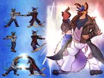 anthro blue_hair clothed clothing dragon_ball dragon_ball_z duo fluffy fluffy_tail forestpunktiger fusion_dance hair hybrid hyena kangaroo macropod male male/male mammal marsupial psil rooboybryan tail torn_clothing watermarked_at_source