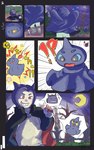 5:8 clothed clothing comic costume duo feral generation_1_pokemon generation_3_pokemon gengar ghost halloween hi_res holidays human male mammal moon nintendo outside plant pokeball pokemon pokemon_(species) possession shocked shuppet speech_bubble spirit transformation tree urouro_bat